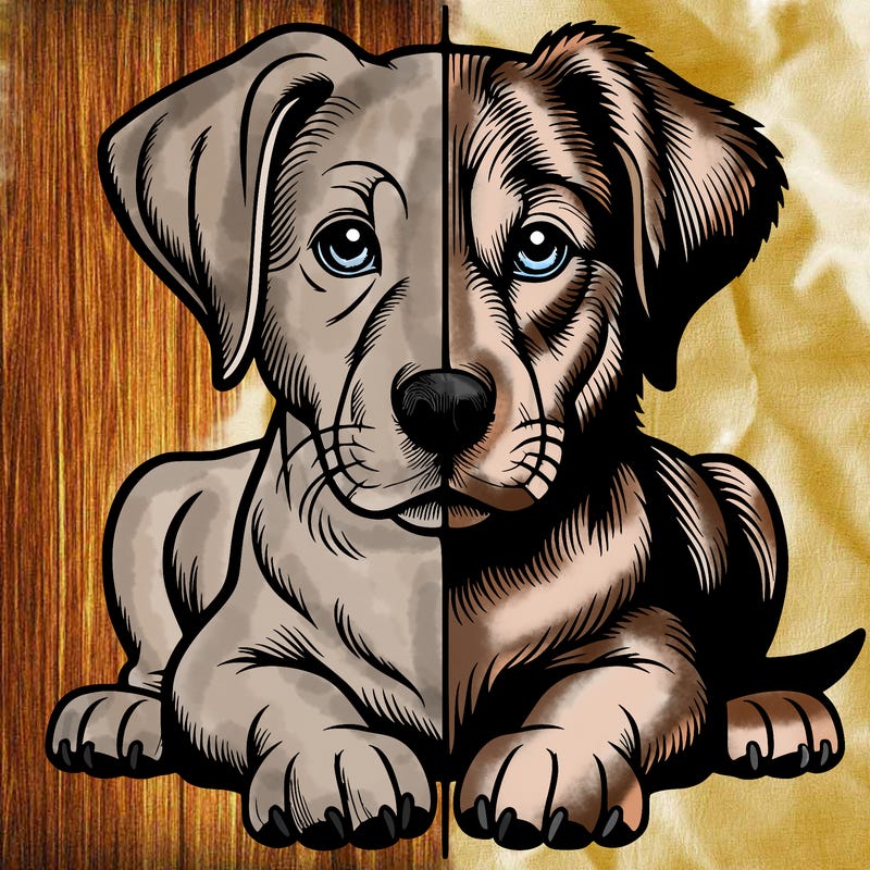 realistic dog split picture