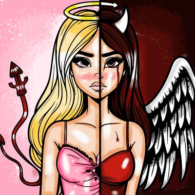 devil vs angel realistic girl