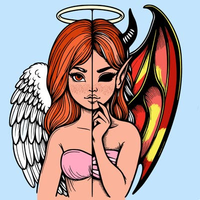 realistic angel half demon