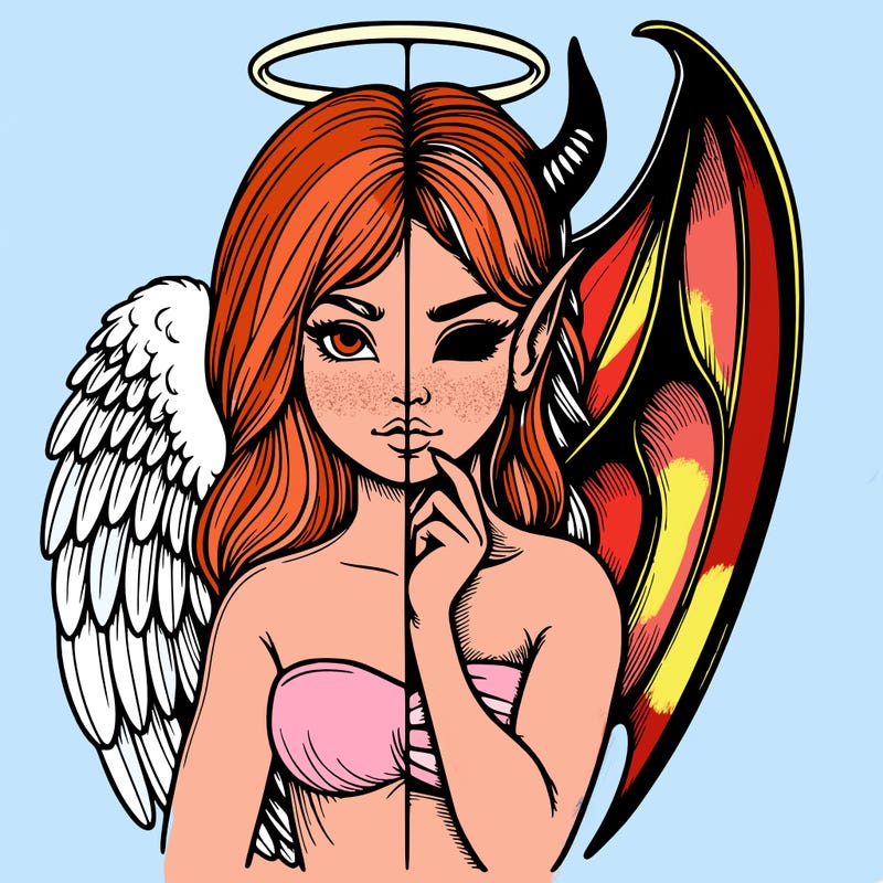 realistic angel half demon