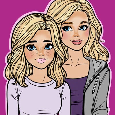 teenage girl and mother beautiful realistic