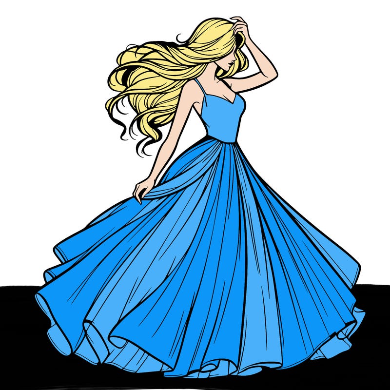 realistic woman with dress flowing in the wind