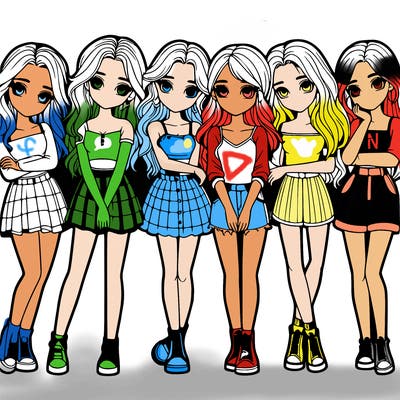 a group of girls realistic