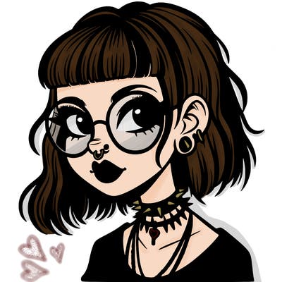 gothic girl with a mullet and glasses