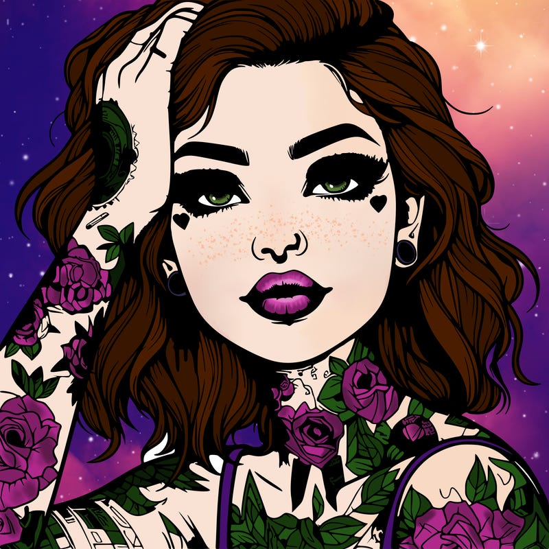 realistic girl with tattoos all over