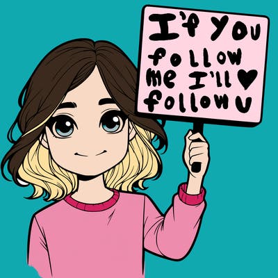 realistic girl holding up a sign