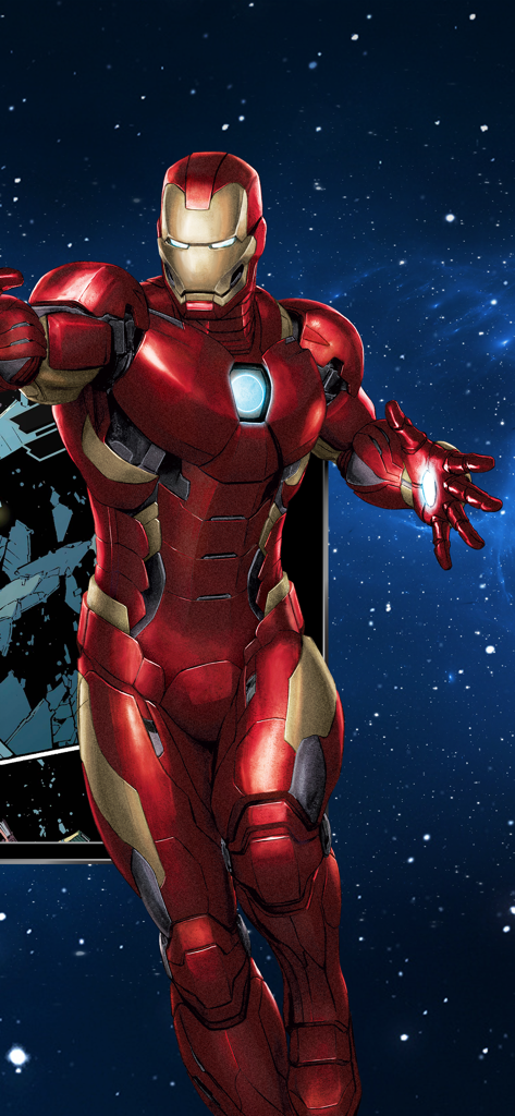 Marvel Unlimited - Iron Man Illustration im Weltall aus der Marvel Unlimited Comic App
