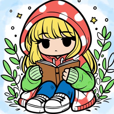 girl in oversized hoodie reading a book