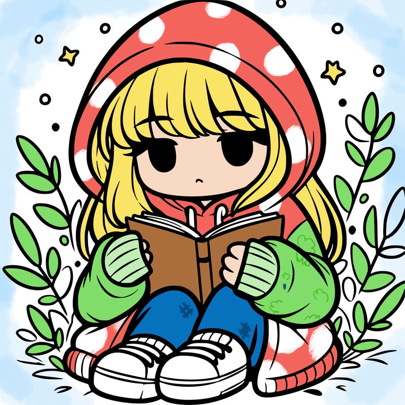 girl in oversized hoodie reading a book
