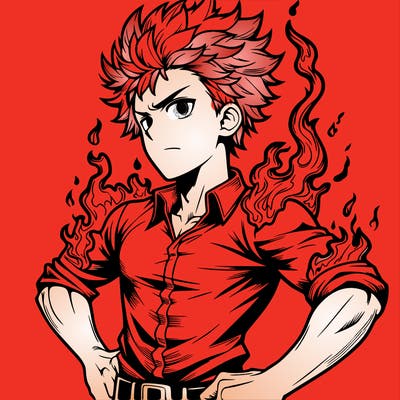 realistic manga man of fire