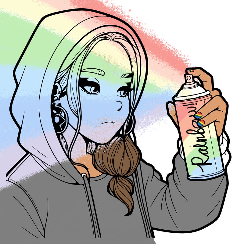 a realistic girl, spray painting