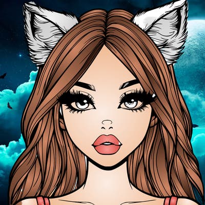realistic girl with fox ears and realistic lips