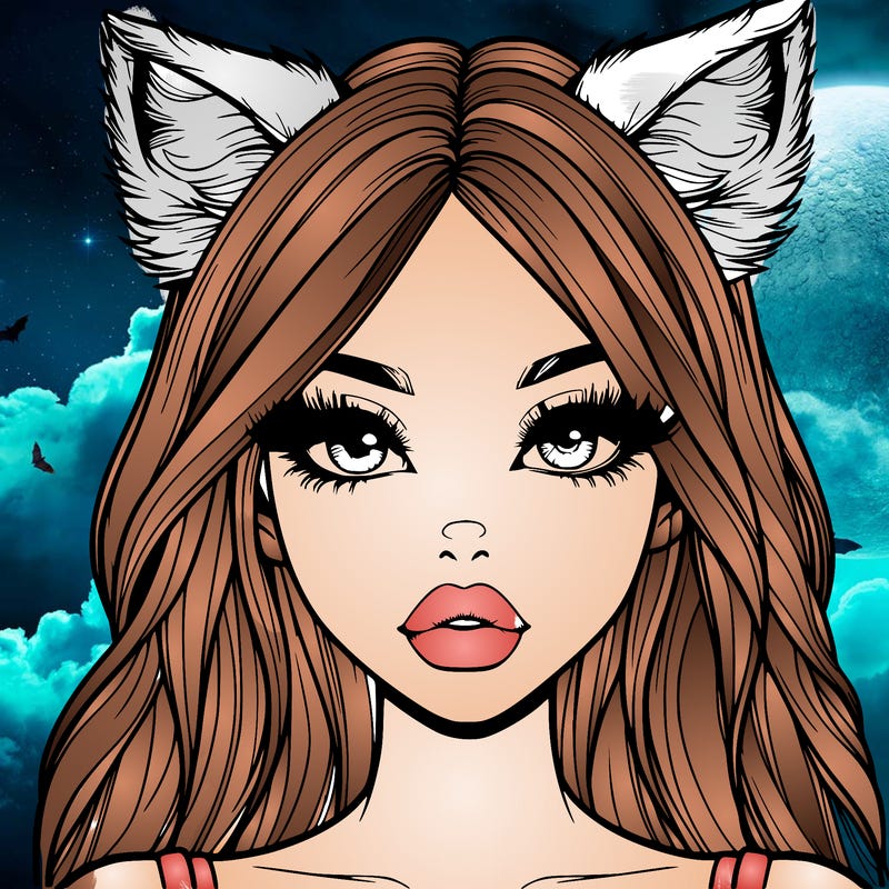 realistic girl with fox ears and realistic lips