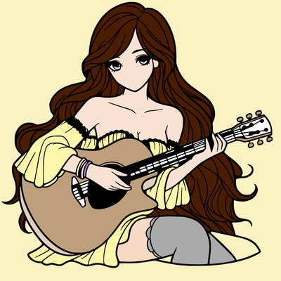 beautiful girl playing the guitar