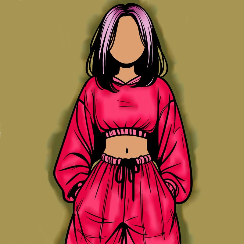 realistic girl faceless with baggy pants and a crop top