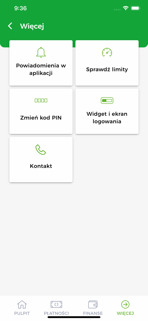 Kasa Stefczyka Online - Settings menu of the Kasa Stefczyka Online app showing notification and security options
