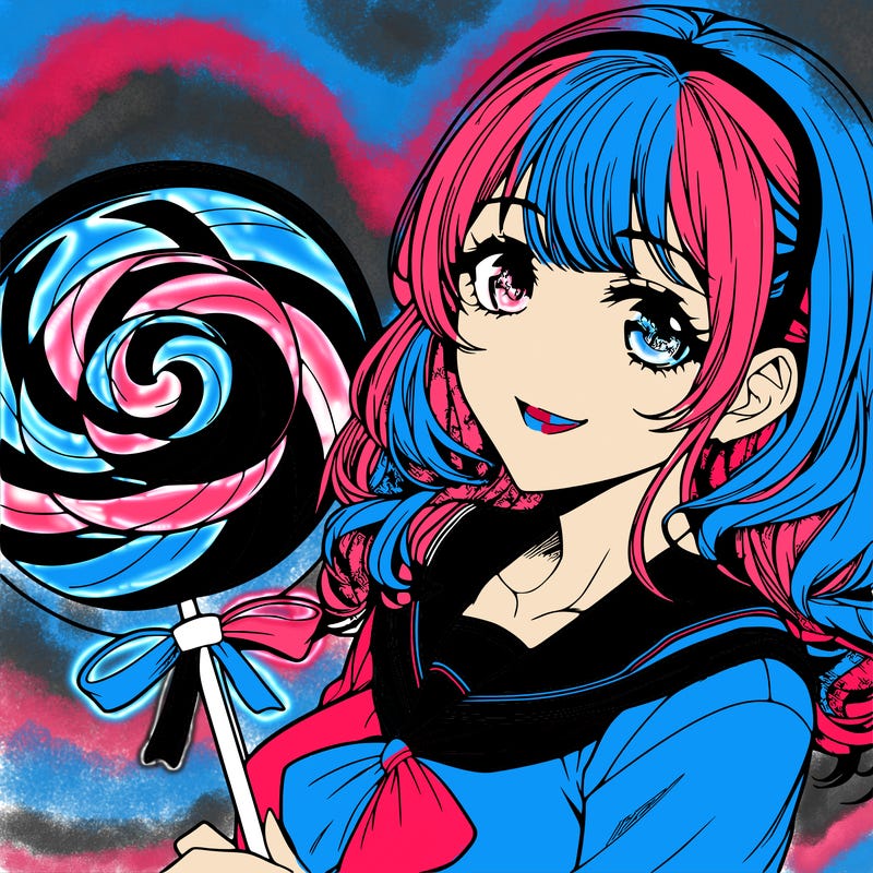 manga character woman candy realistic