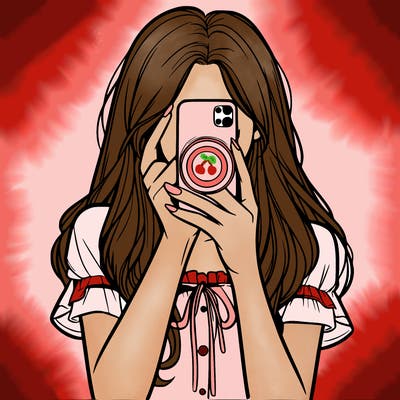 a realistic girl holding her phone taking pictures
