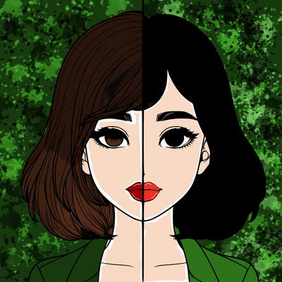 realistic girl split drawing