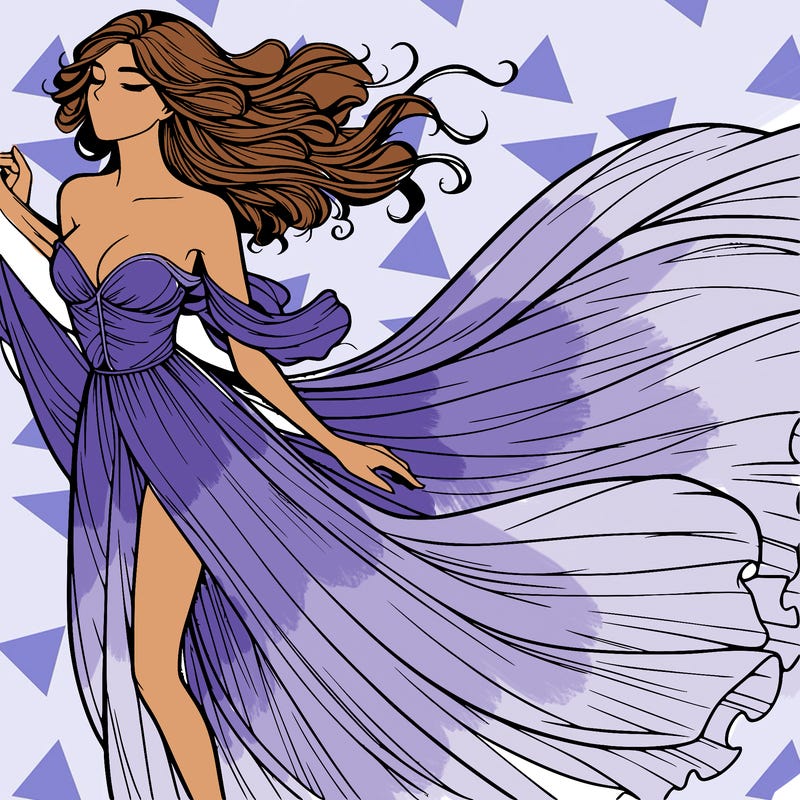 realistic woman in dress flowing the the wind