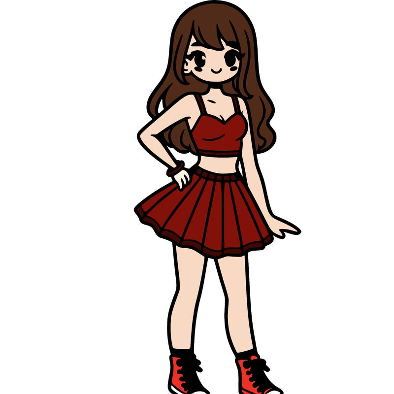 girl with a skirt and a crop top