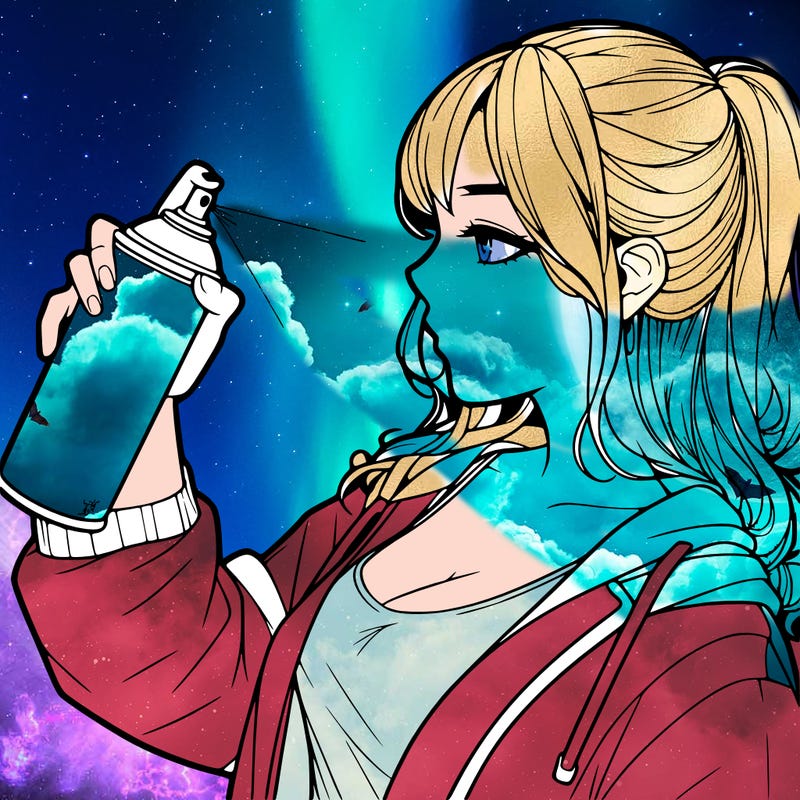 a realistic girl spray, painting