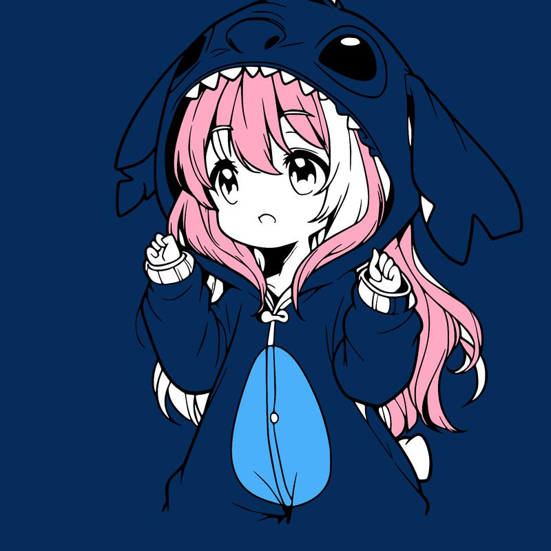 anime girl in a stitch onsie