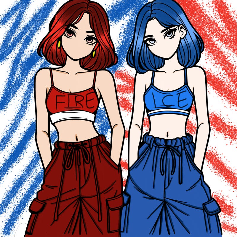two girls with crop top with baggy pants