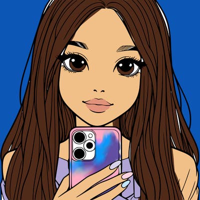 realistic girl with a phone