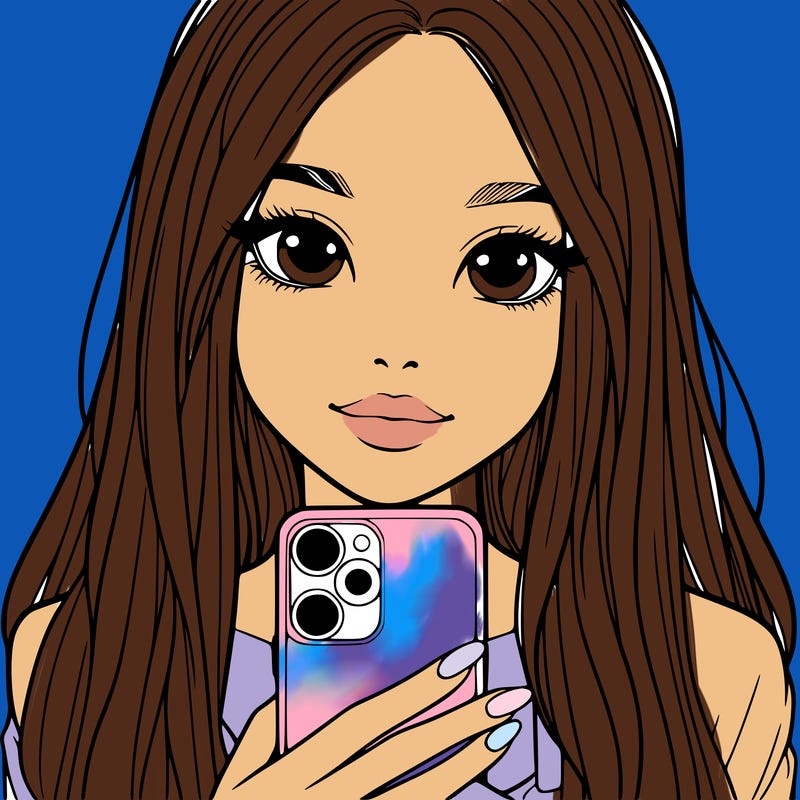 realistic girl with a phone