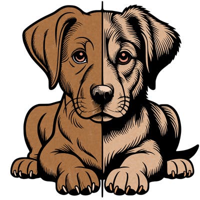 realistic dog split picture