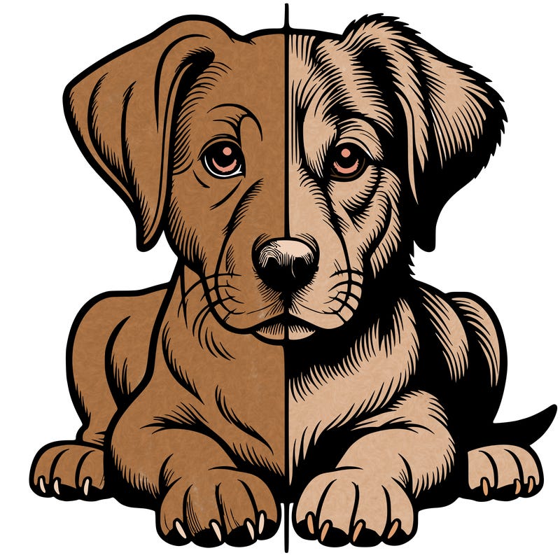 realistic dog split picture