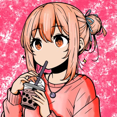 manga character drinking boba