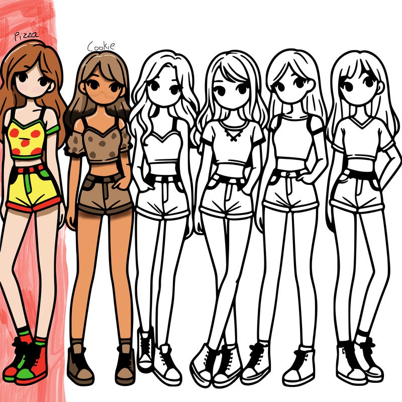 a group of girls wearing crop tops and shorts