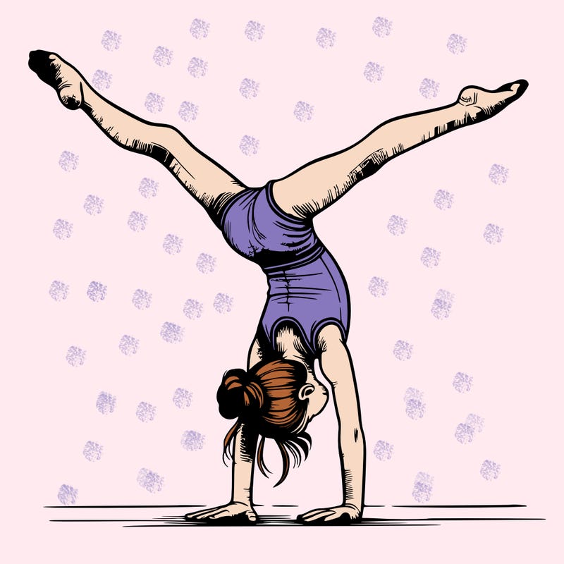 realistic gymnastic hand stand girl in four splits