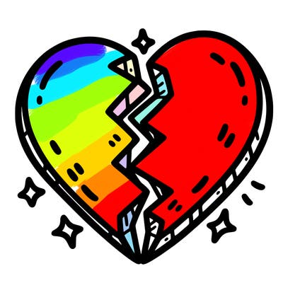 split in half heart