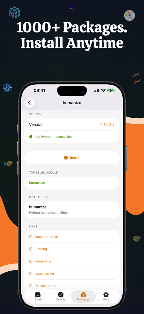 Python - IDE Coding PyNote - Python package manager screen in the PyNote mobile app