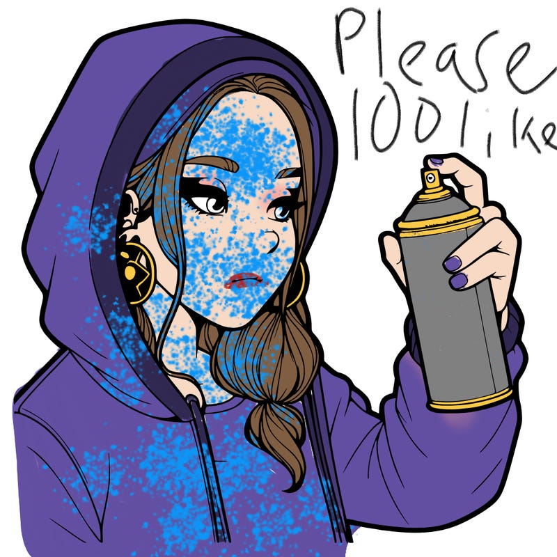 a realistic girl, spray painting