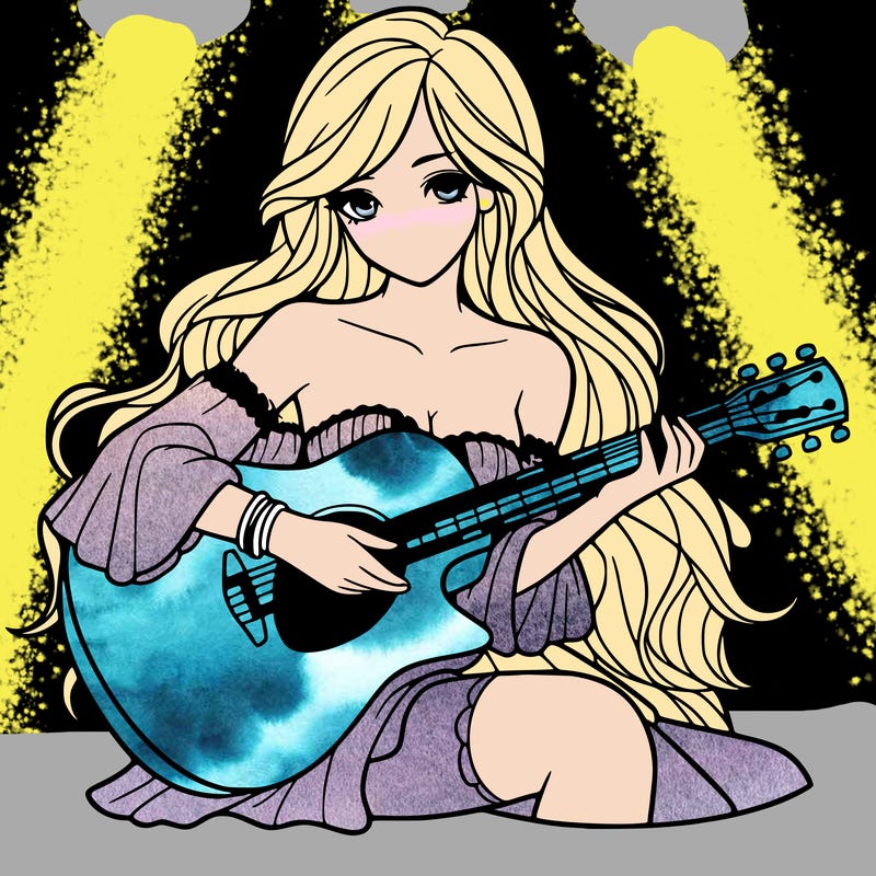 beautiful girl playing the guitar