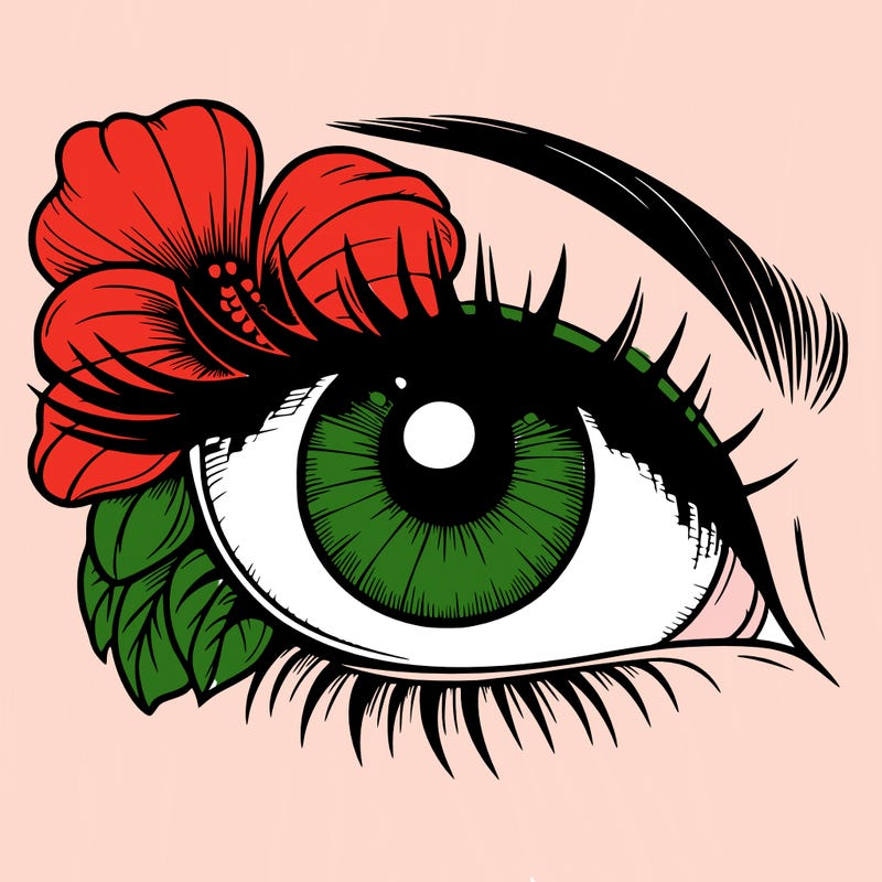 realistic eye with flower