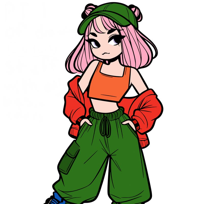 girl in crop top and baggy pants
