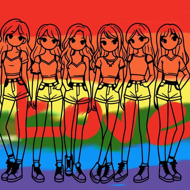 a group of girls wearing crop tops and shorts