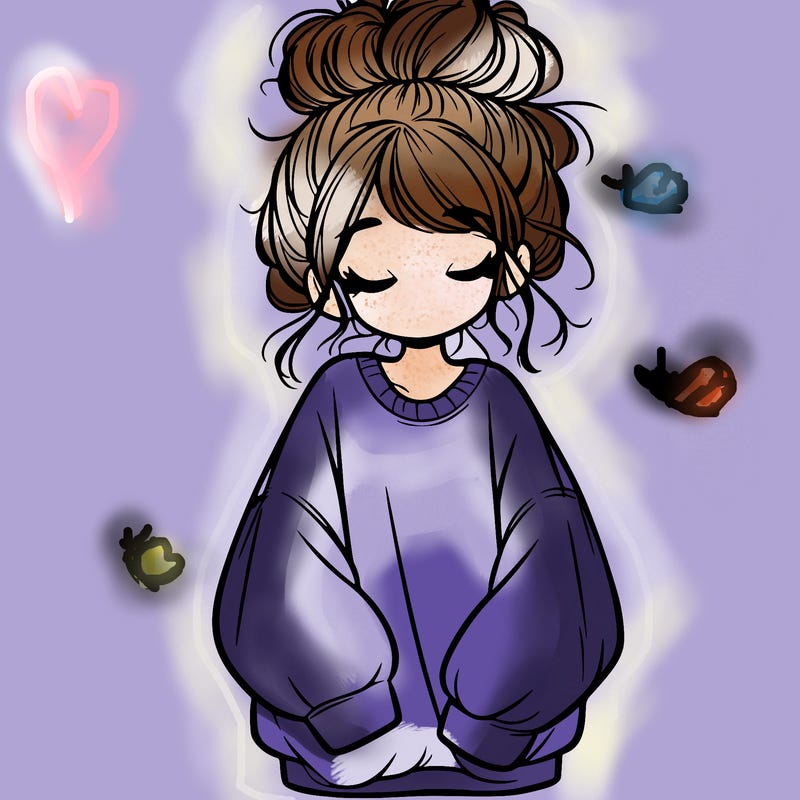girl with baggy sweatshirt and messy bun