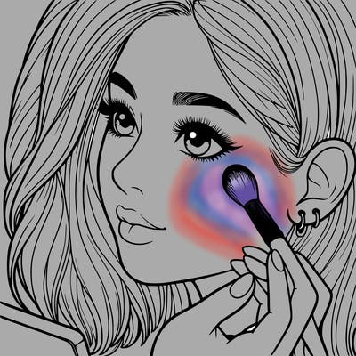 a realistic girl doing her makeup