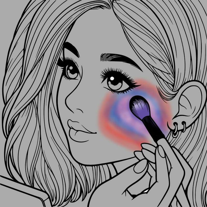 a realistic girl doing her makeup