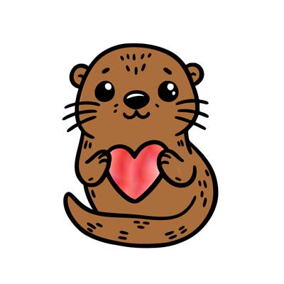 otter with a heart