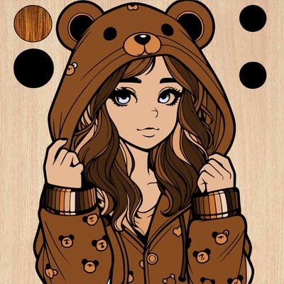 realistic girl in a animal pjs hoodie