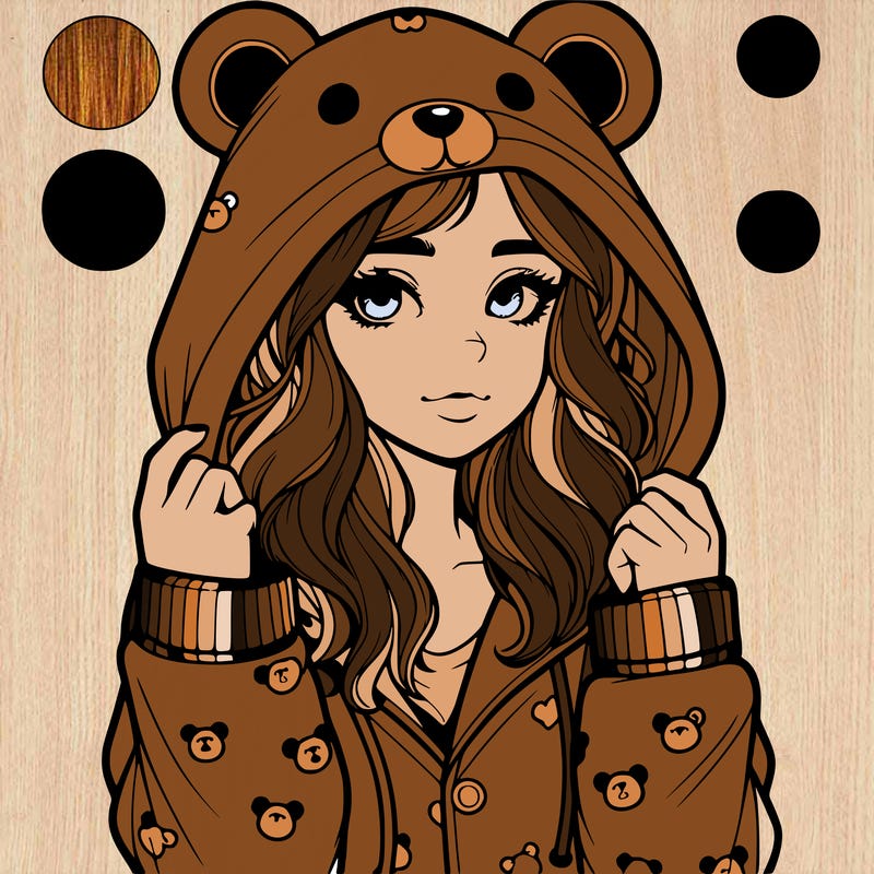 realistic girl in a animal pjs hoodie