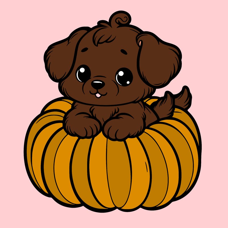 cute little puppy in a pumpkin