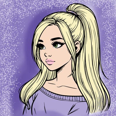 realistic girl with a high ponytail